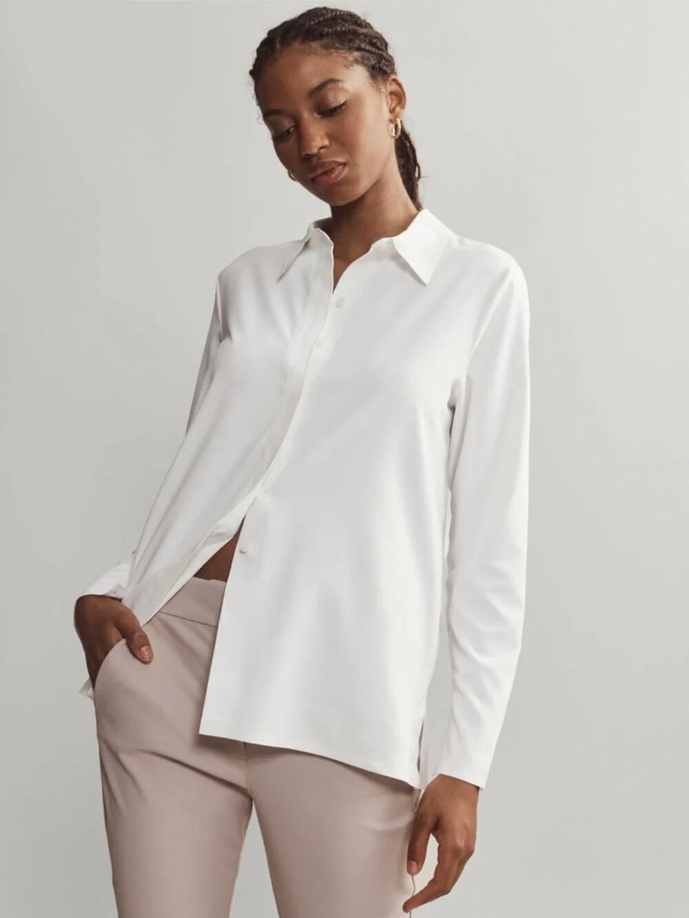 Rhone Mirage Button Up Shirt Top White Size Large